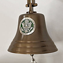  7 Inch Diameter Antiqued Brass Army Emblem Wall Bell