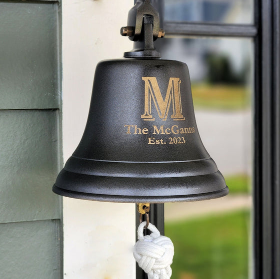 7 Inch Diameter Dark Bronze Finish Family Initial Wall Bell