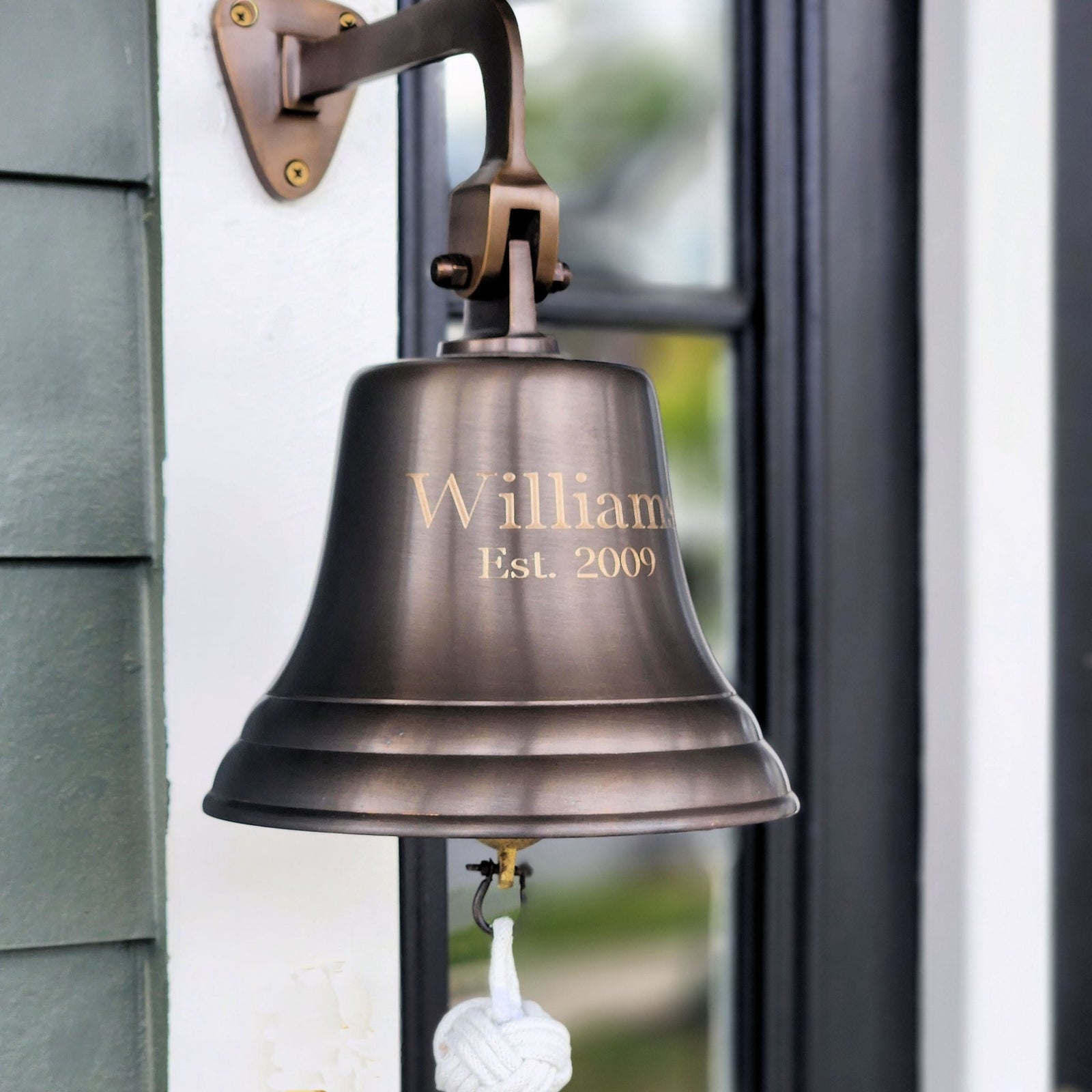 7 Inch Diameter Engravable Antiqued Brass Wall Bell – BrassBell