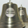 Example of a business logo engraved on two seven inch diameter polished finish wall bells