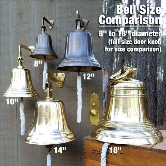 Five bells ranging in size from 8 inches in diameter to 18 inches in diameter