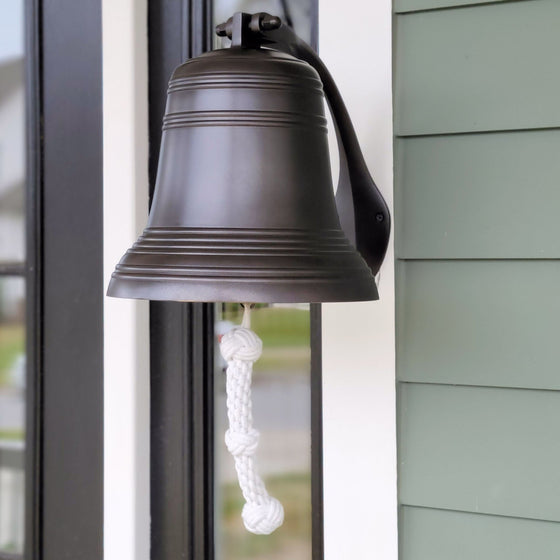 8 Inch Diameter Engravable Dark Bronze Ridged Wall Bell