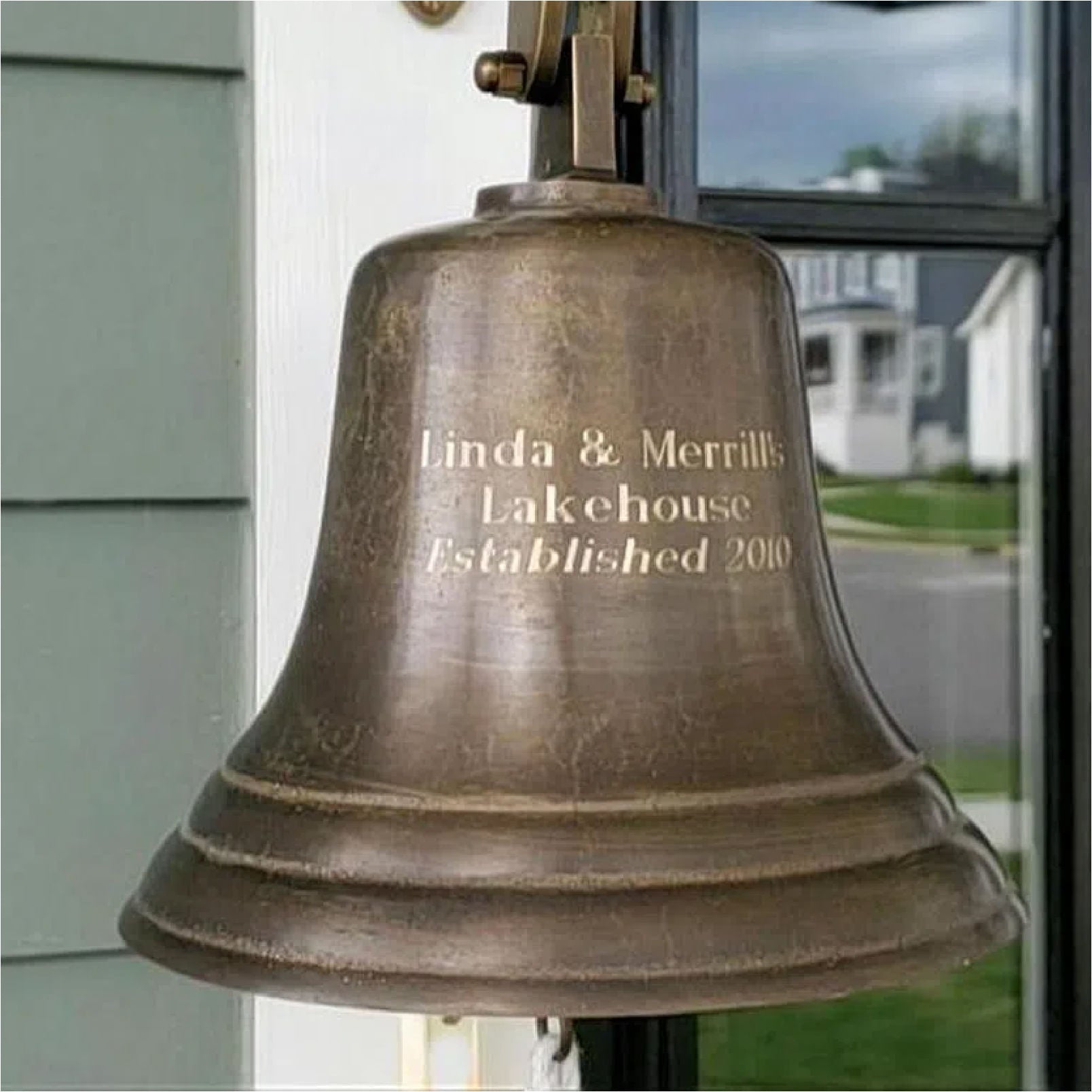 8 Inch Diameter Engravable Distressed Brass Wall Bell – BrassBell