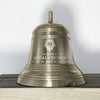 8 inch polished brass ridged wall bell shown with engraving featuring the National Medal of Honor Museum logo and text