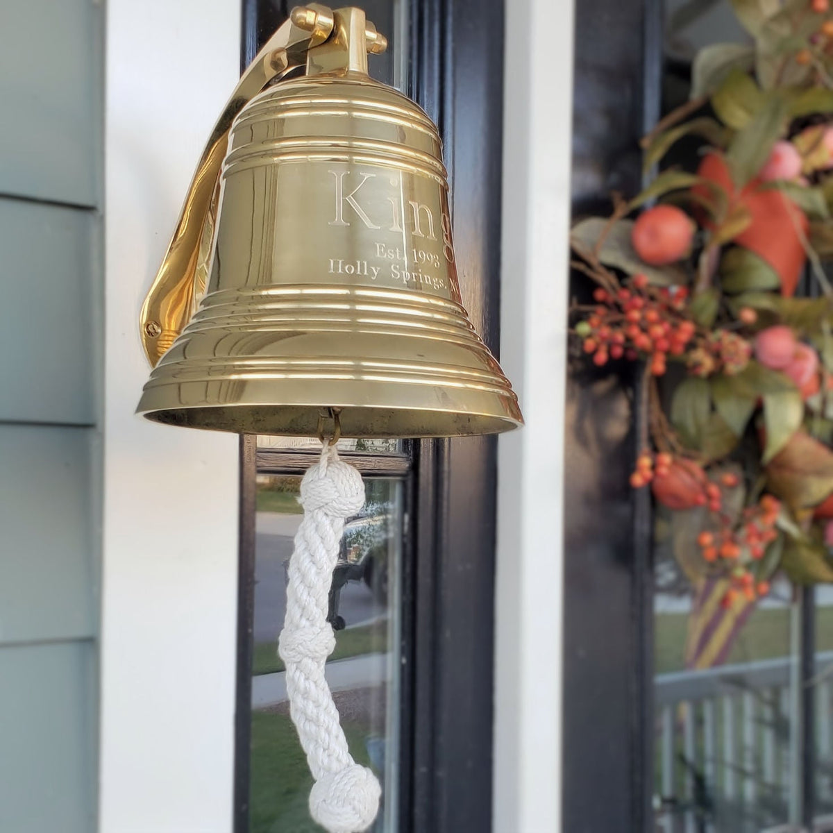 8 Inch Diameter Engravable Polished Brass Ridged Wall Bell – BrassBell