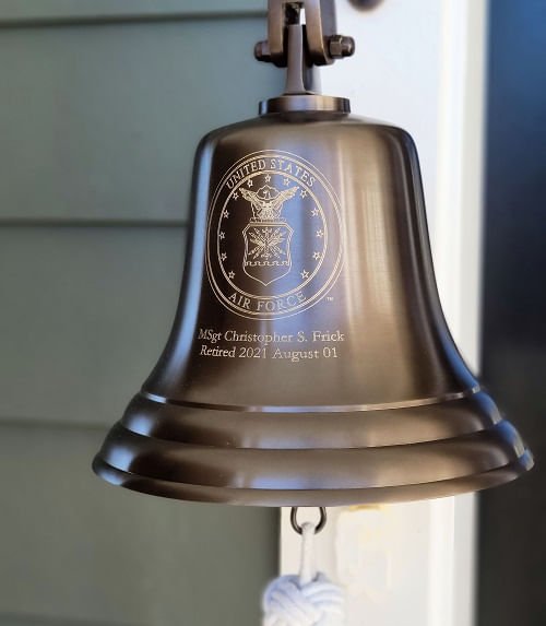 8 Inch Diameter Antiqued Brass Bell With Air Force Engraved Logo ...