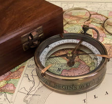  Antiqued Brass Map Compass