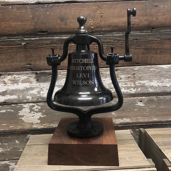 Large Deluxe Engravable Dark Antiqued Railroad Bell