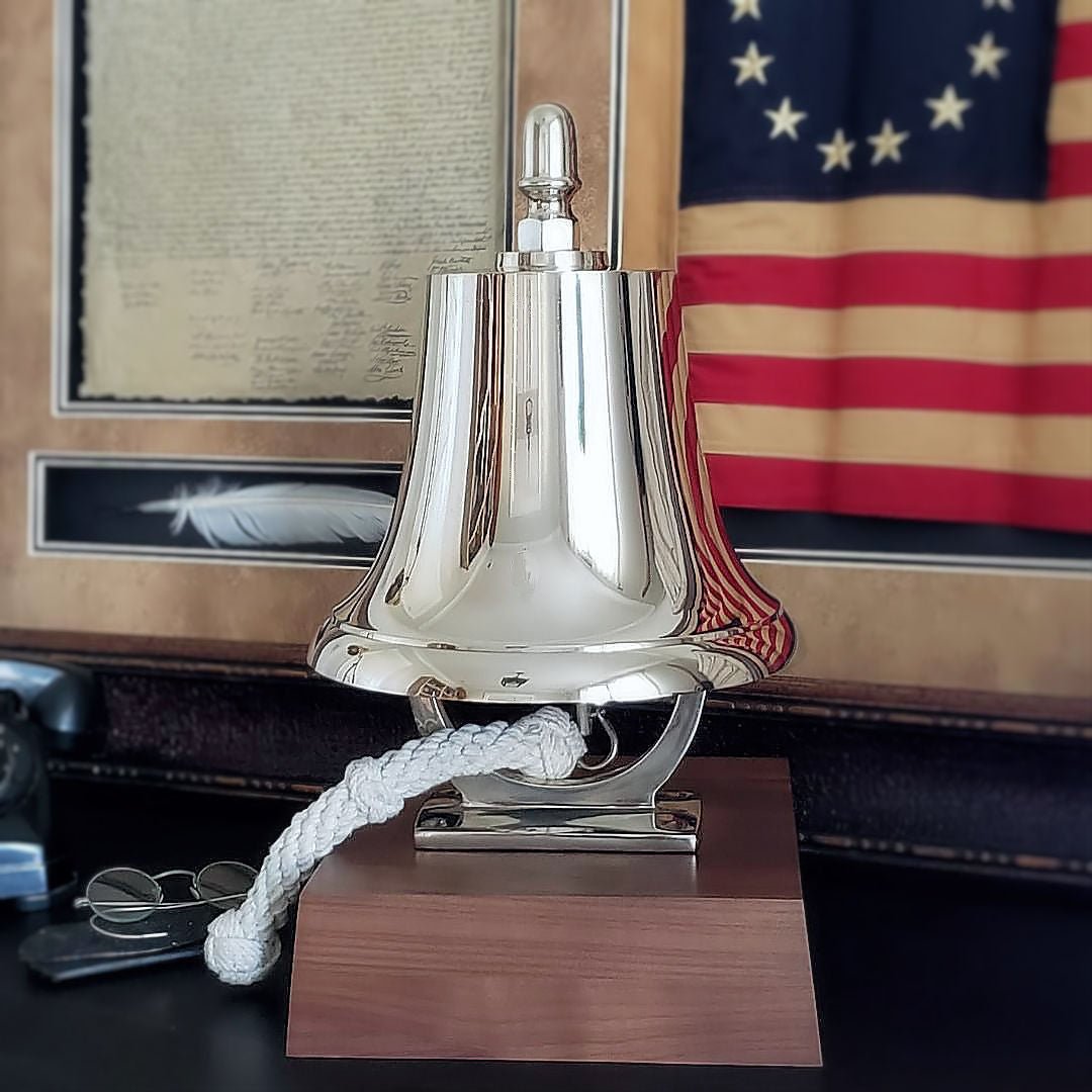 Bell With Base Large Deluxe Engravable Nickel Finish Brass Ceremonial Bell – BrassBell