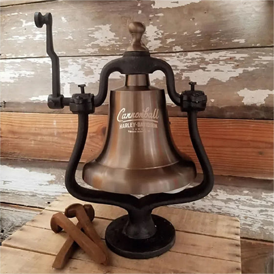 Large Engravable Antiqued Brass Railroad Bell