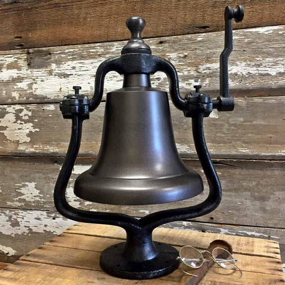 Large dark bronze finish solid brass and cast iron railroad bell with no engraving