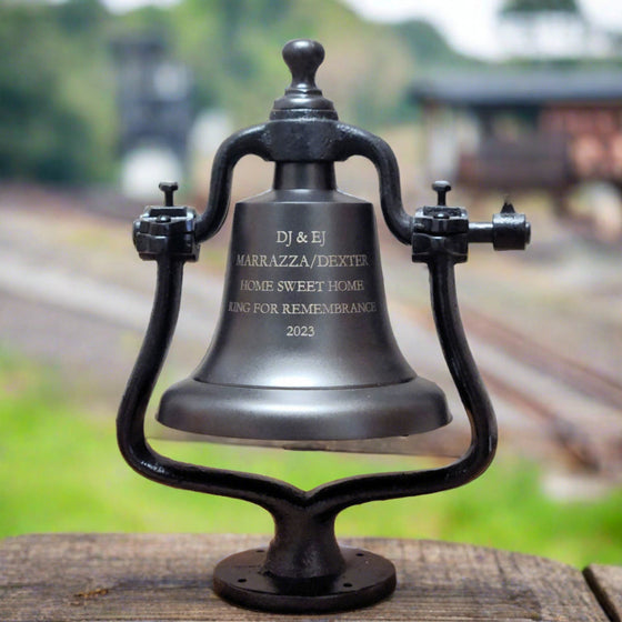 Large Engravable Dark Bronze Finish Brass Railroad Bell