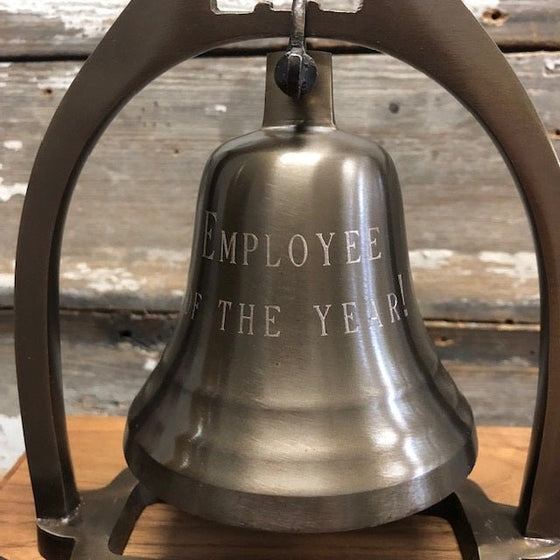 Medium Deluxe Engravable Antiqued Brass Desk Bell With Striker