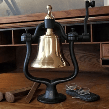  Medium polished finish brass and cast iron train bell replica