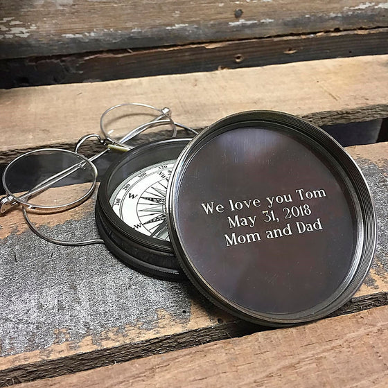 Personalized Antiqued Brass No Path Emerson Quote Compass